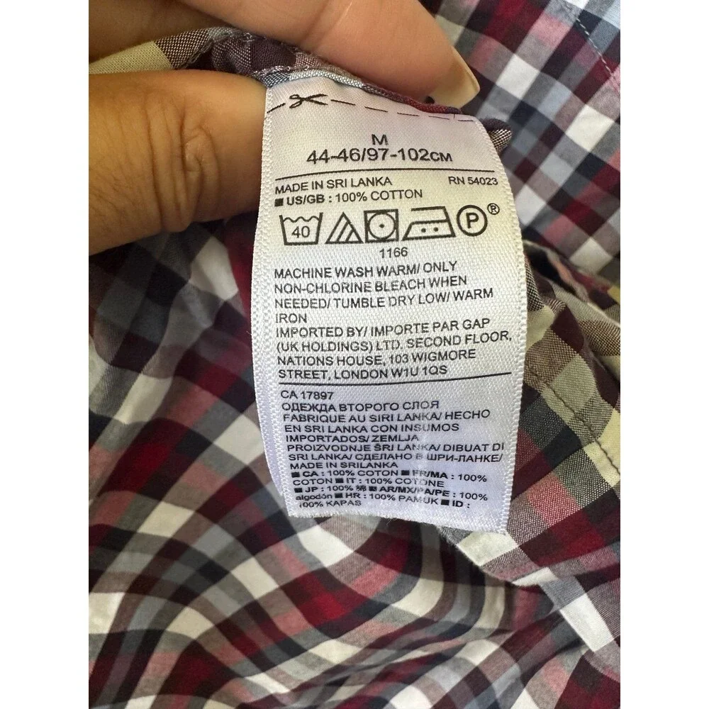 Banana Republic Men's 100% Cotton Plaid Custom 078 Wash Grant Fit Button Shirt M